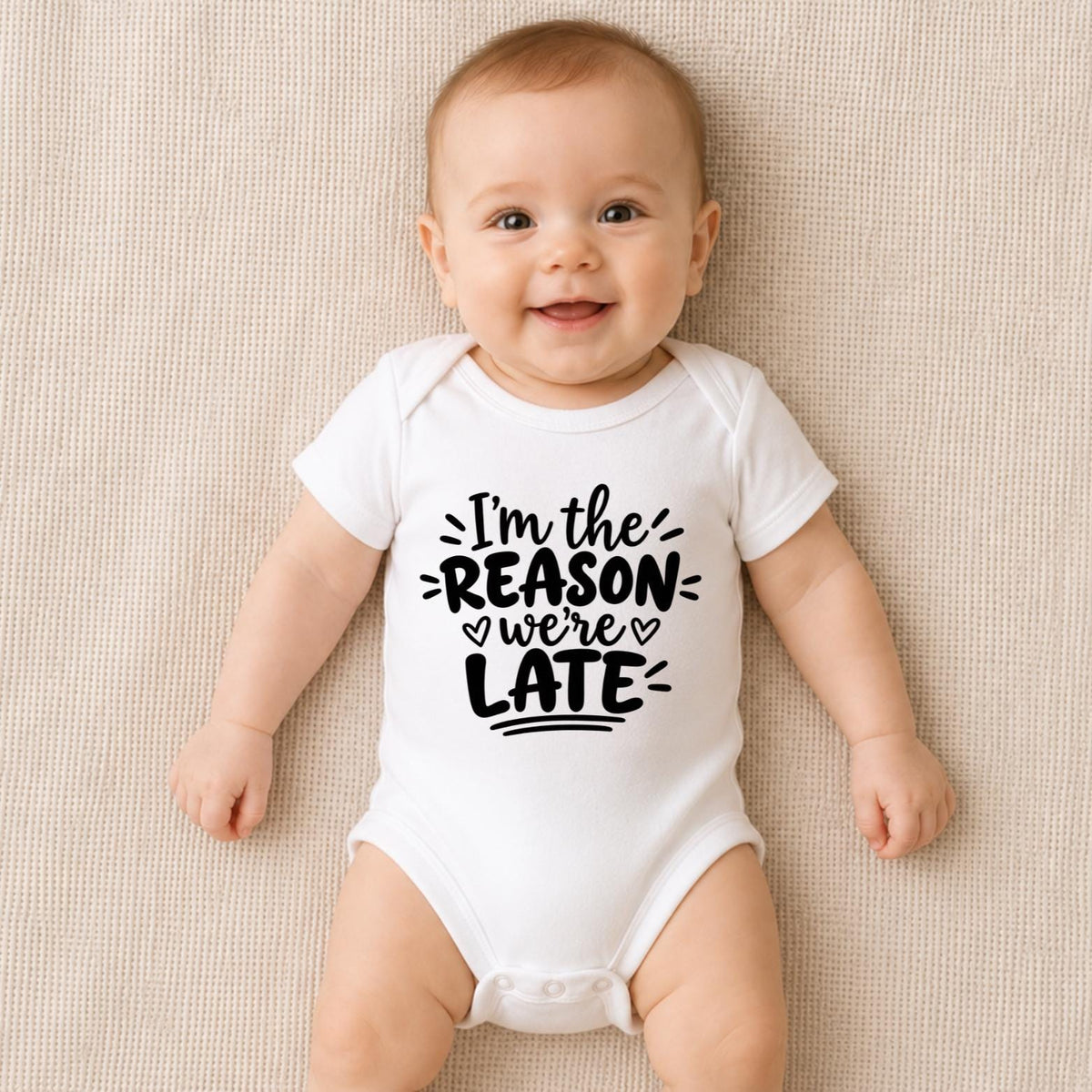 I'm The Reason We're Late Baby Vest