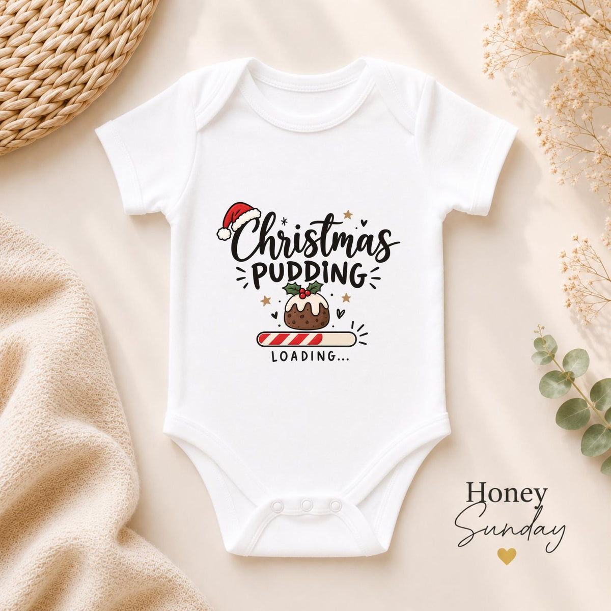 Christmas Pudding Loading Baby Vest