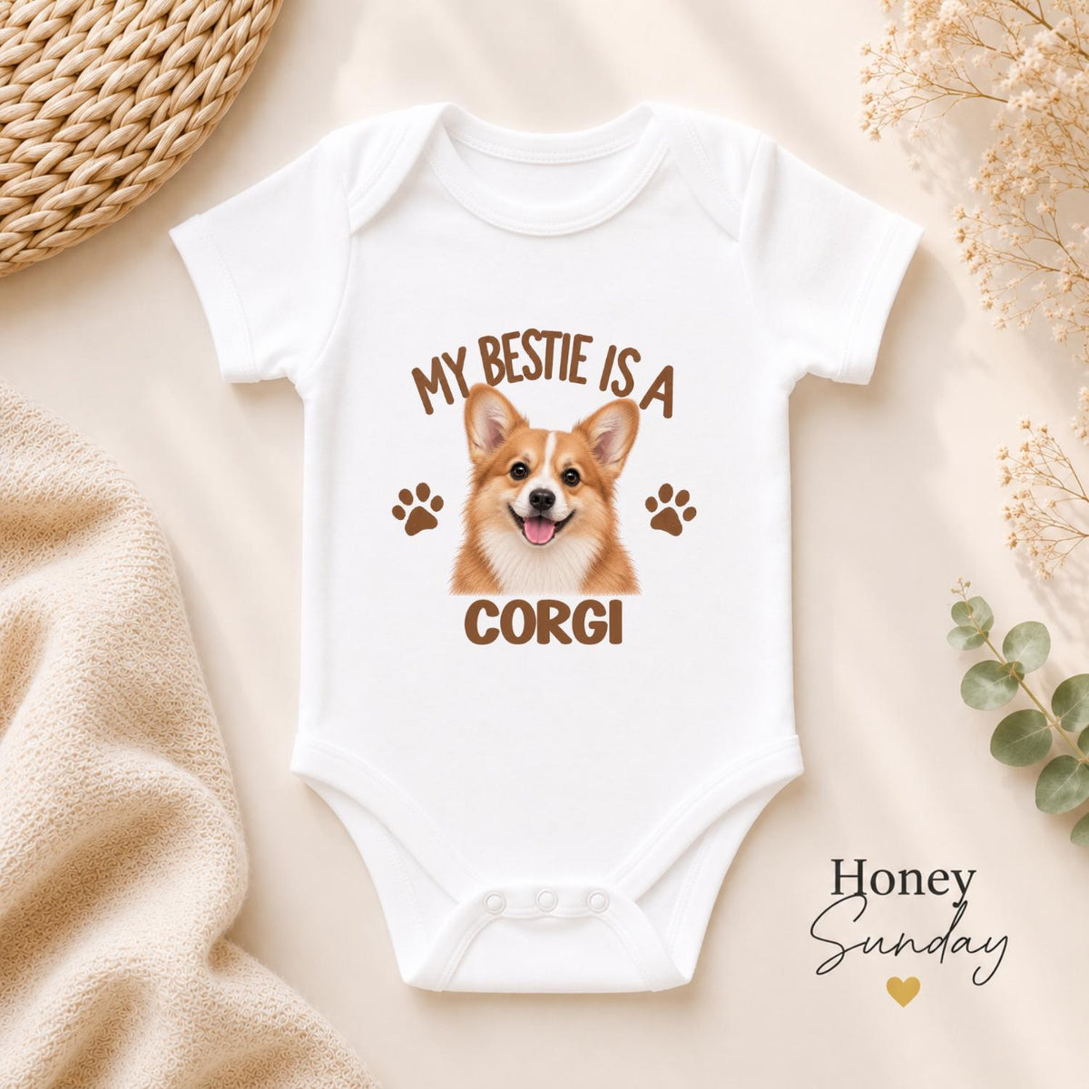 My Bestie Is a Corgi Baby Vest