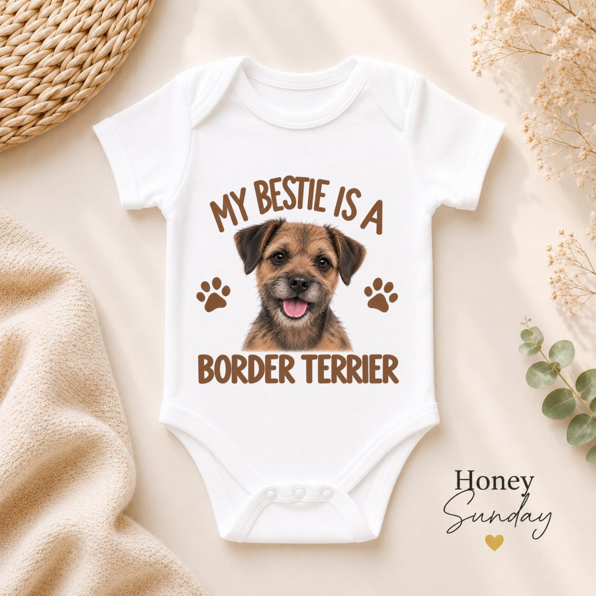 My Bestie Is a Border Terrier Baby Vest