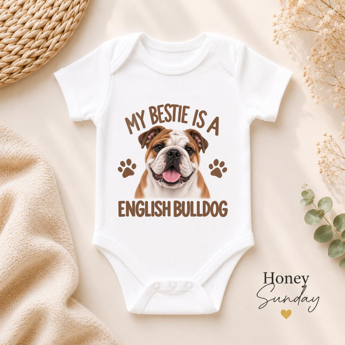 My Bestie Is an English Bulldog Baby Vest