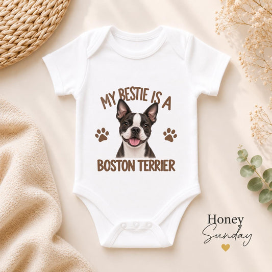 My Bestie Is a Boston Terrier Baby Vest