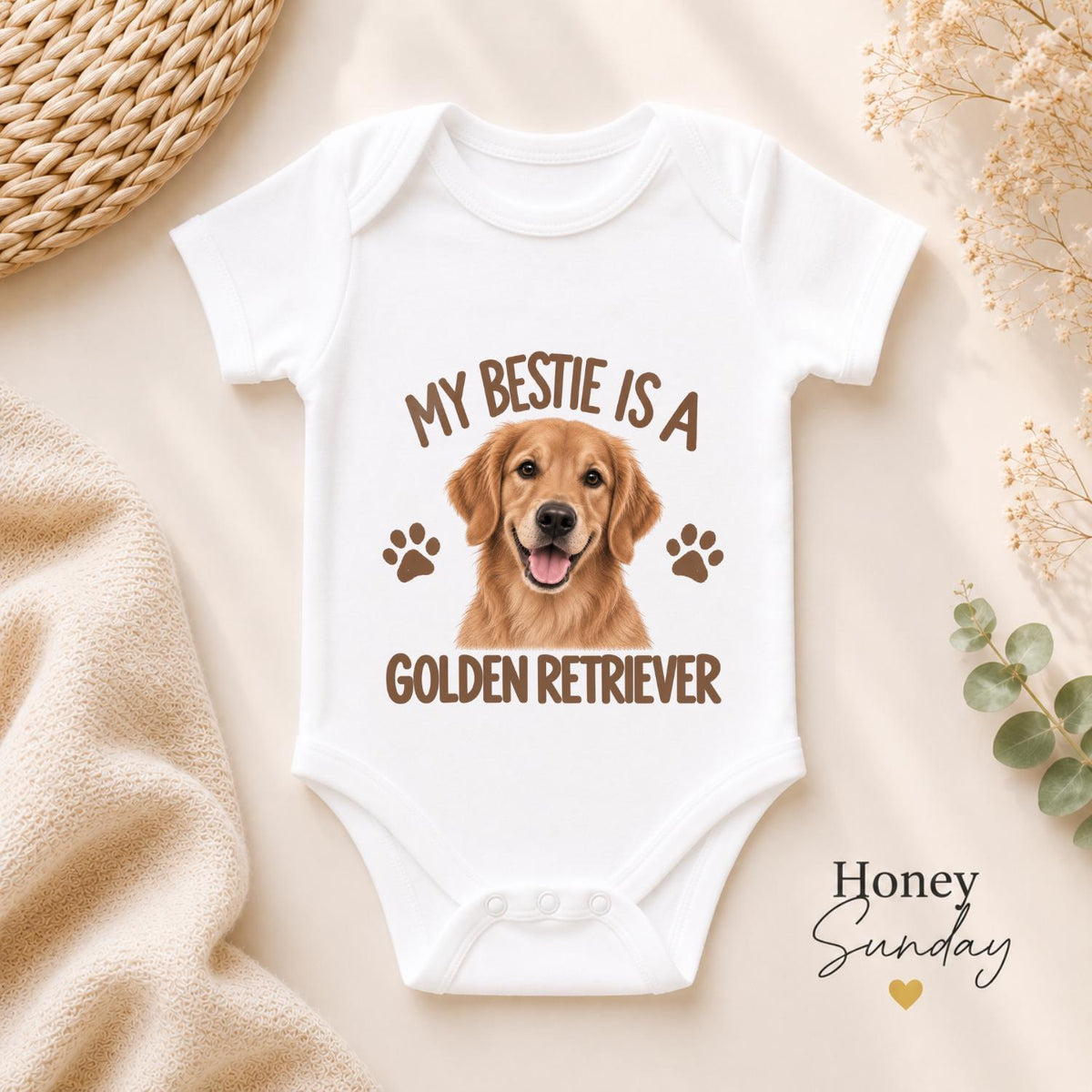 My Bestie Is a Golden Retriever Baby Vest