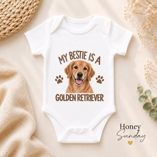 My Bestie Is a Golden Retriever Baby Vest