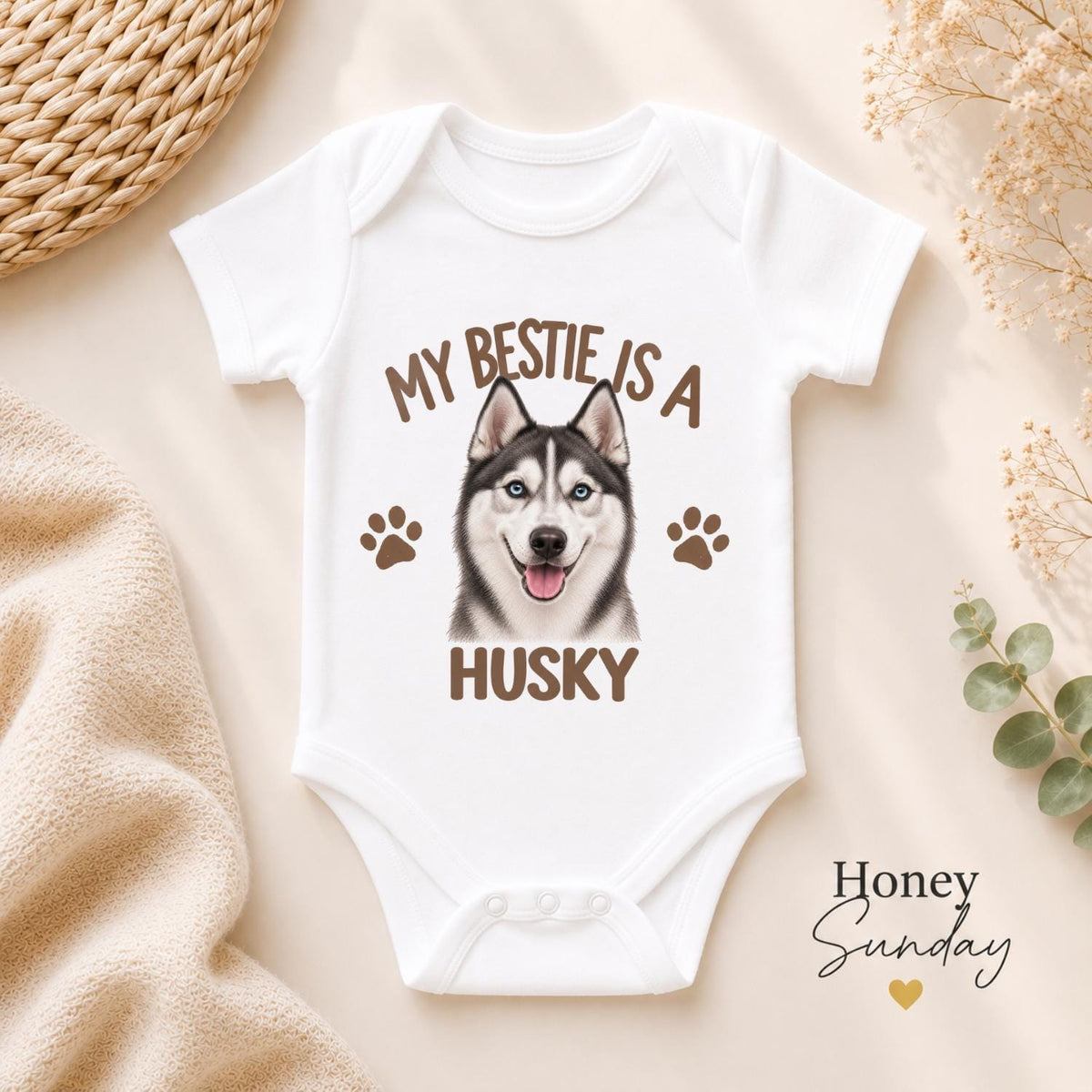 My Bestie Is a Husky Baby Vest