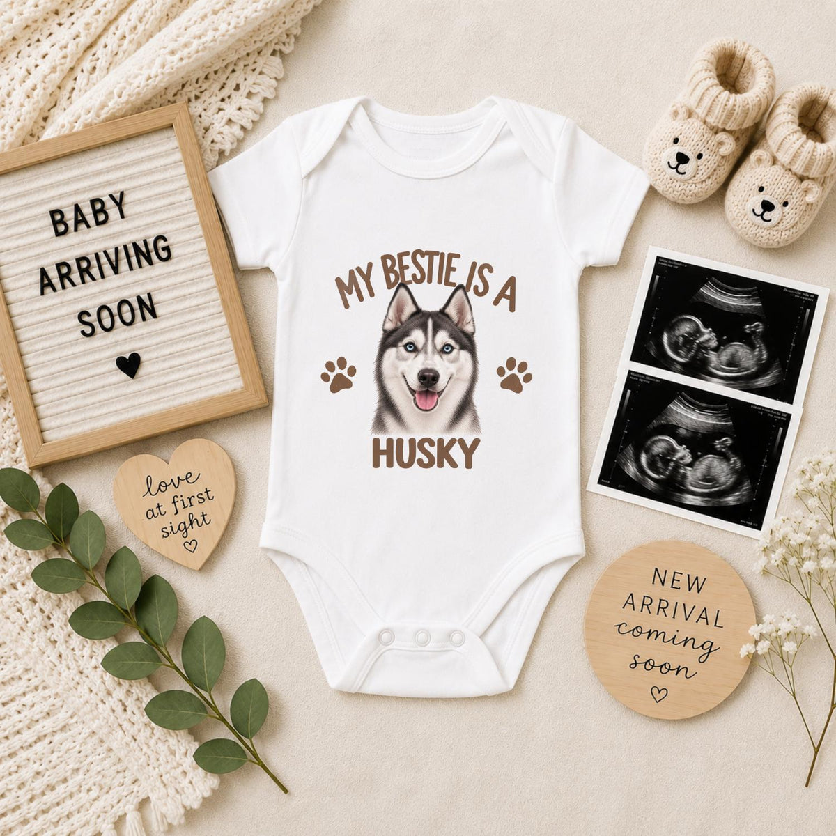 My Bestie Is a Husky Baby Vest