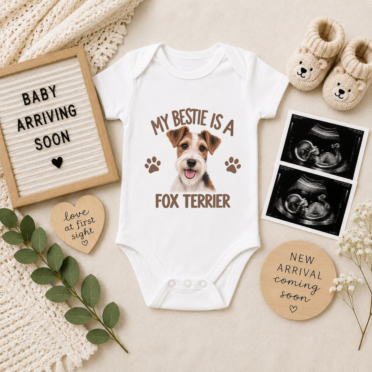 My Bestie Is a Fox Terrier Baby Vest