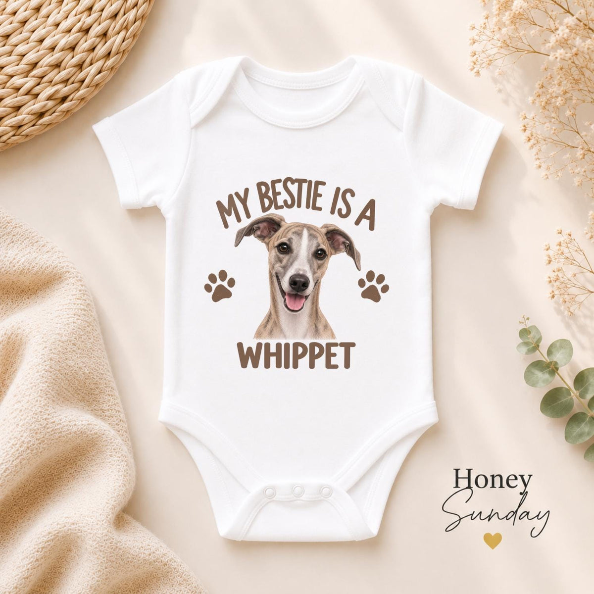 My Bestie Is a Whippet Baby Vest