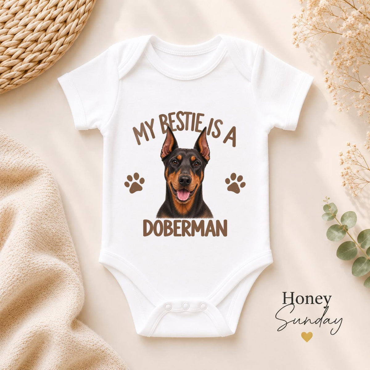 My Bestie Is a Doberman Baby Vest