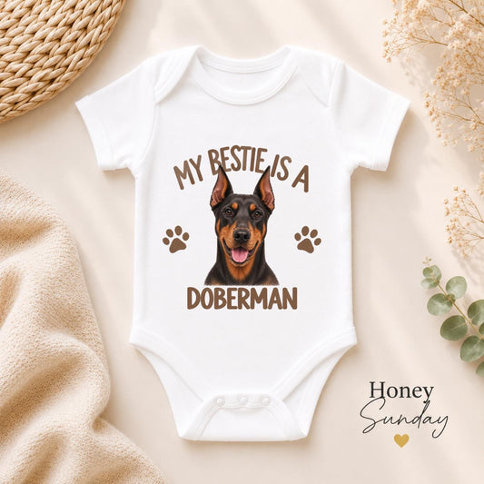 My Bestie Is a Doberman Baby Vest