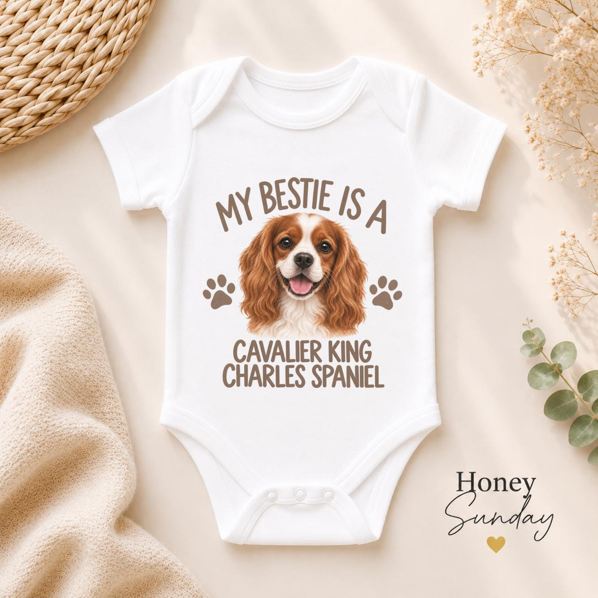 My Bestie Is a Cavalier King Charles Spaniel Baby Vest