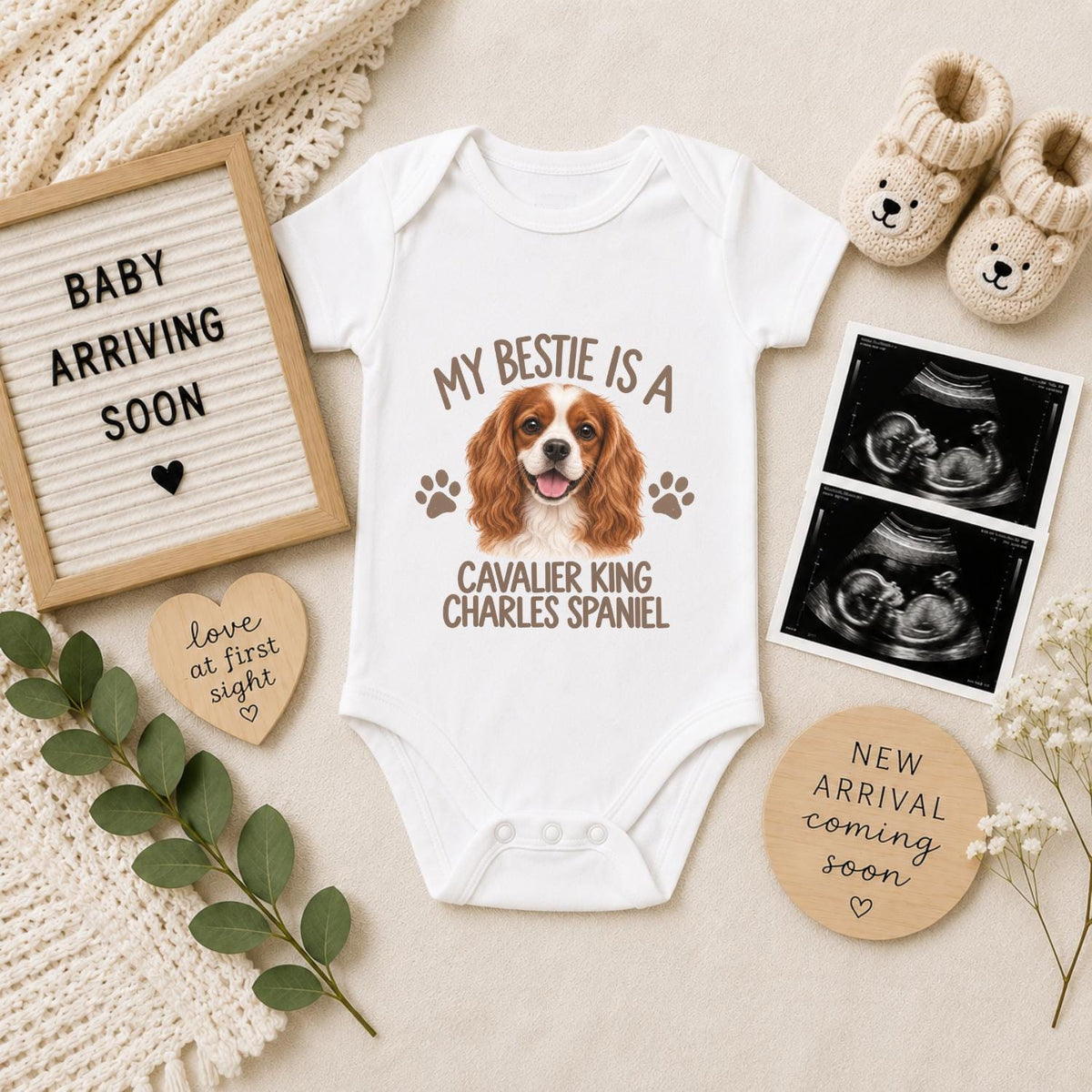 My Bestie Is a Cavalier King Charles Spaniel Baby Vest