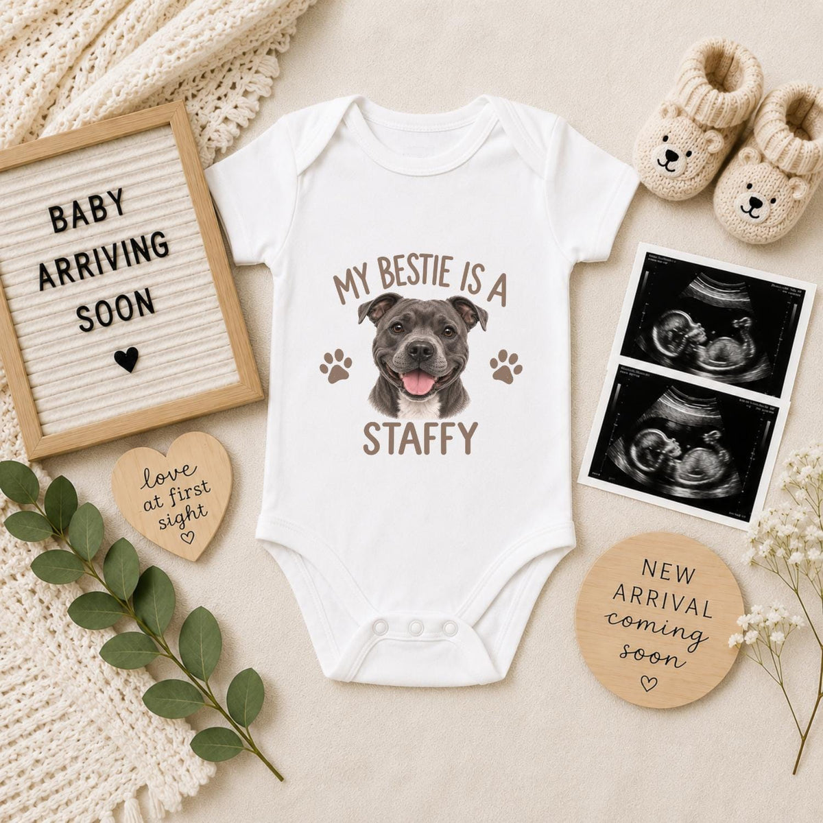 My Bestie Is a Staffy Baby Vest