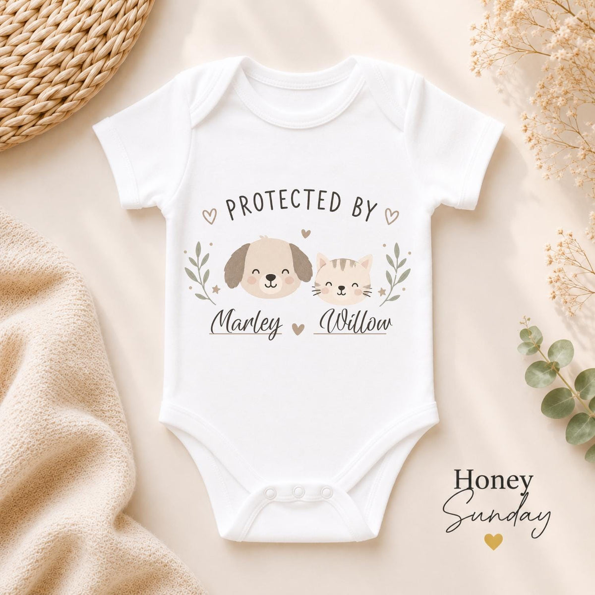 Protected By My Pets Personalised Baby Vest