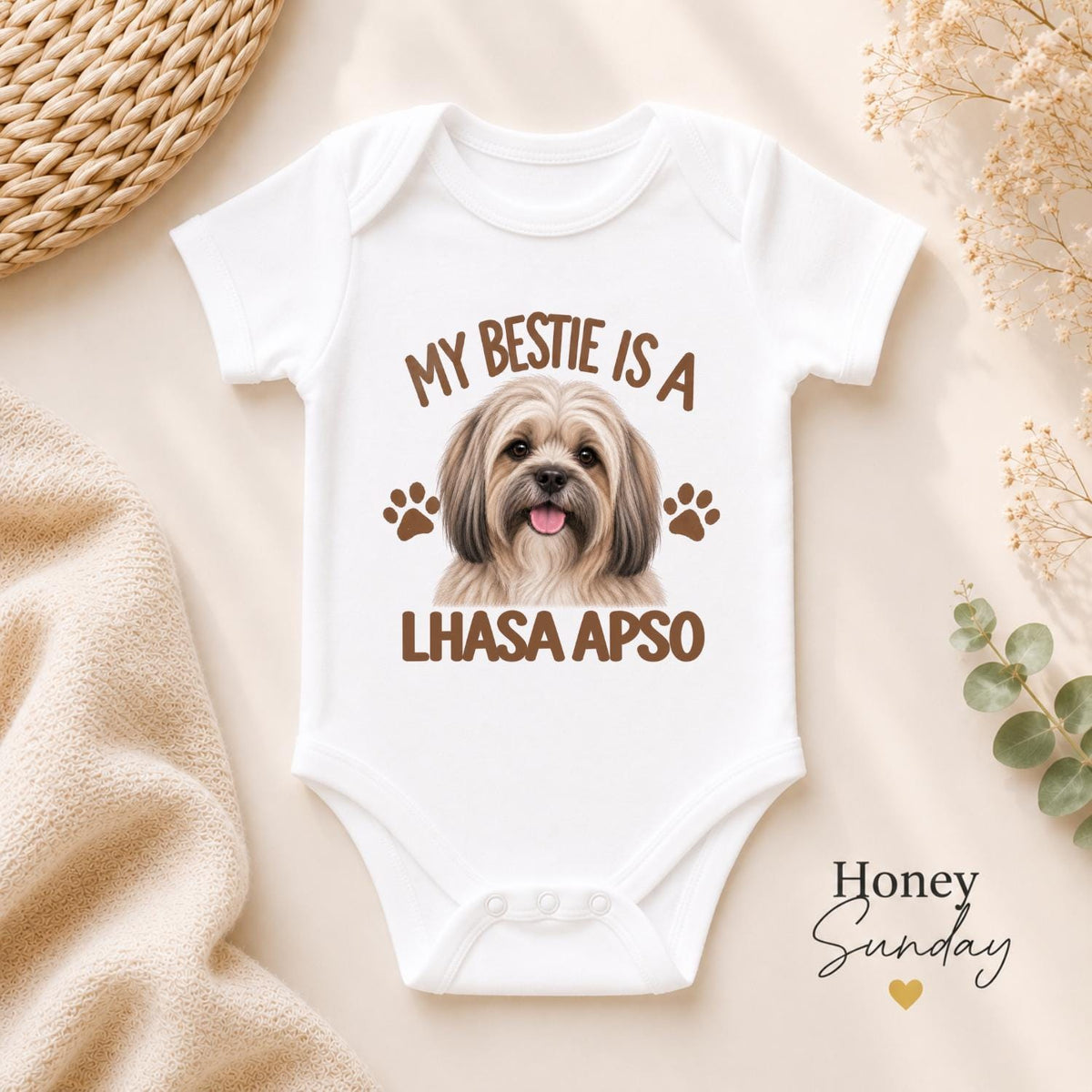 My Bestie Is a Lhasa Apso Baby Vest