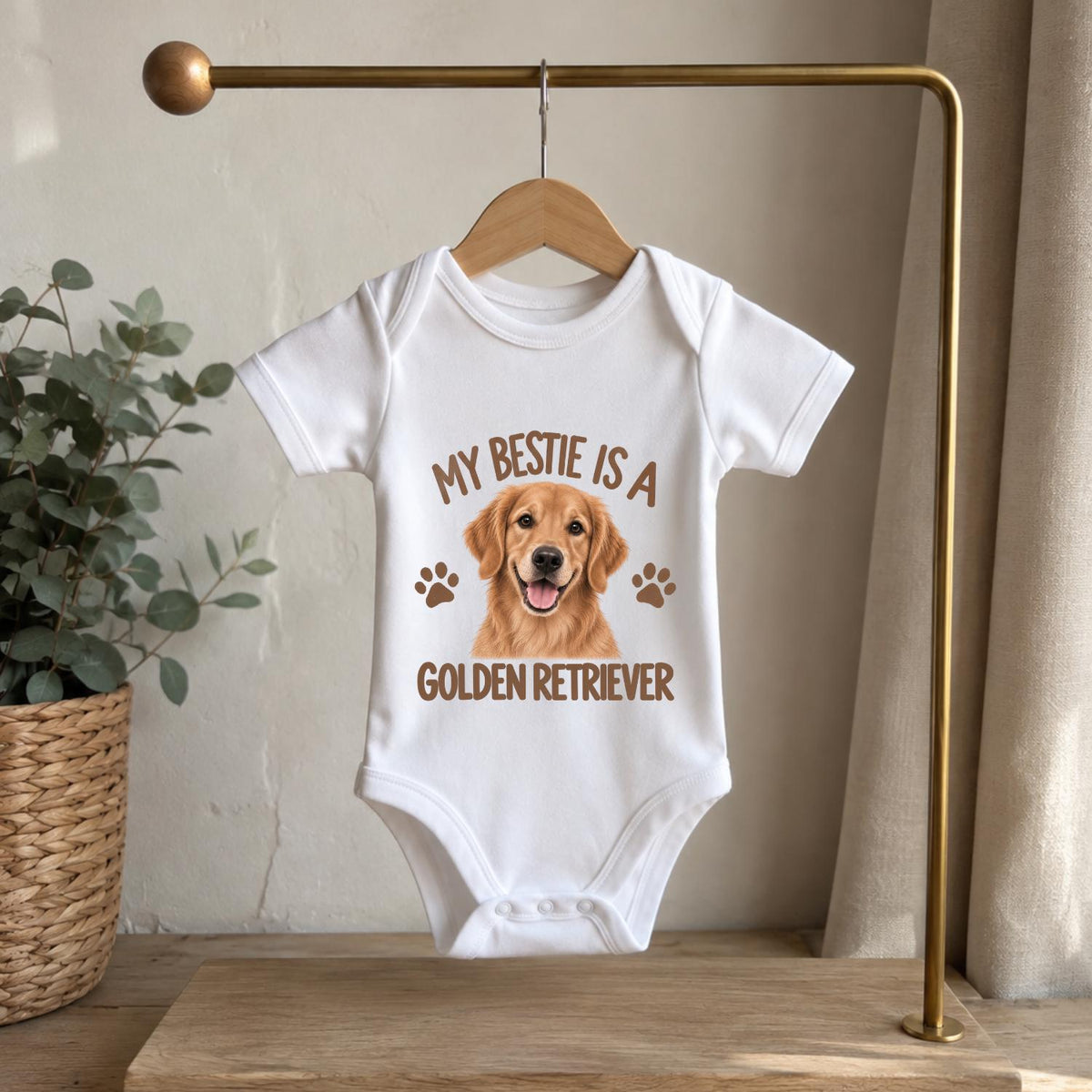 My Bestie Is a Golden Retriever Baby Vest