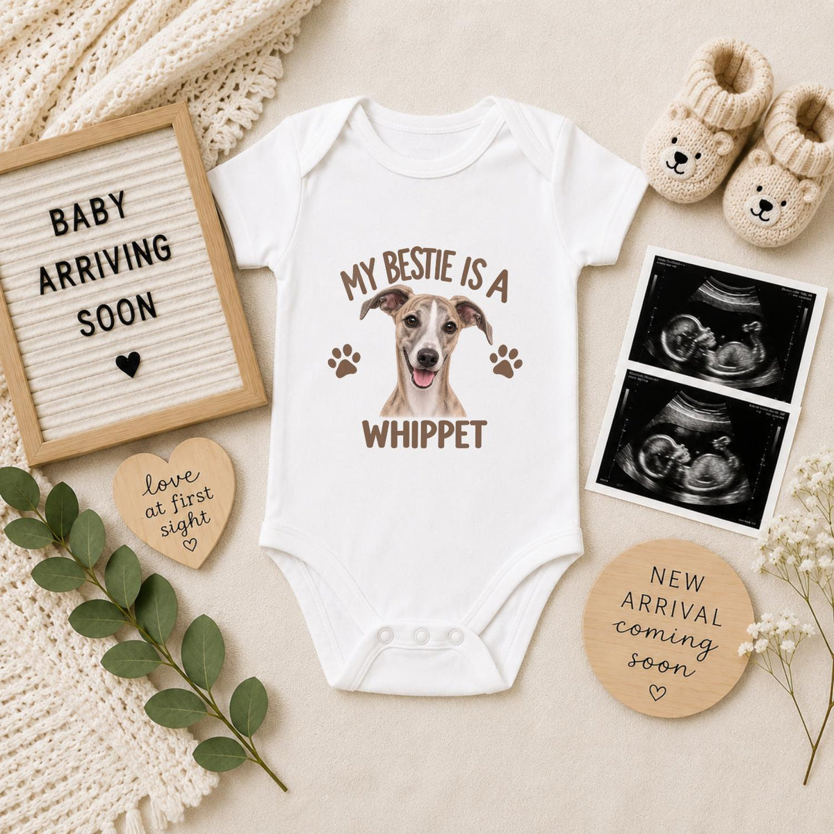 My Bestie Is a Whippet Baby Vest