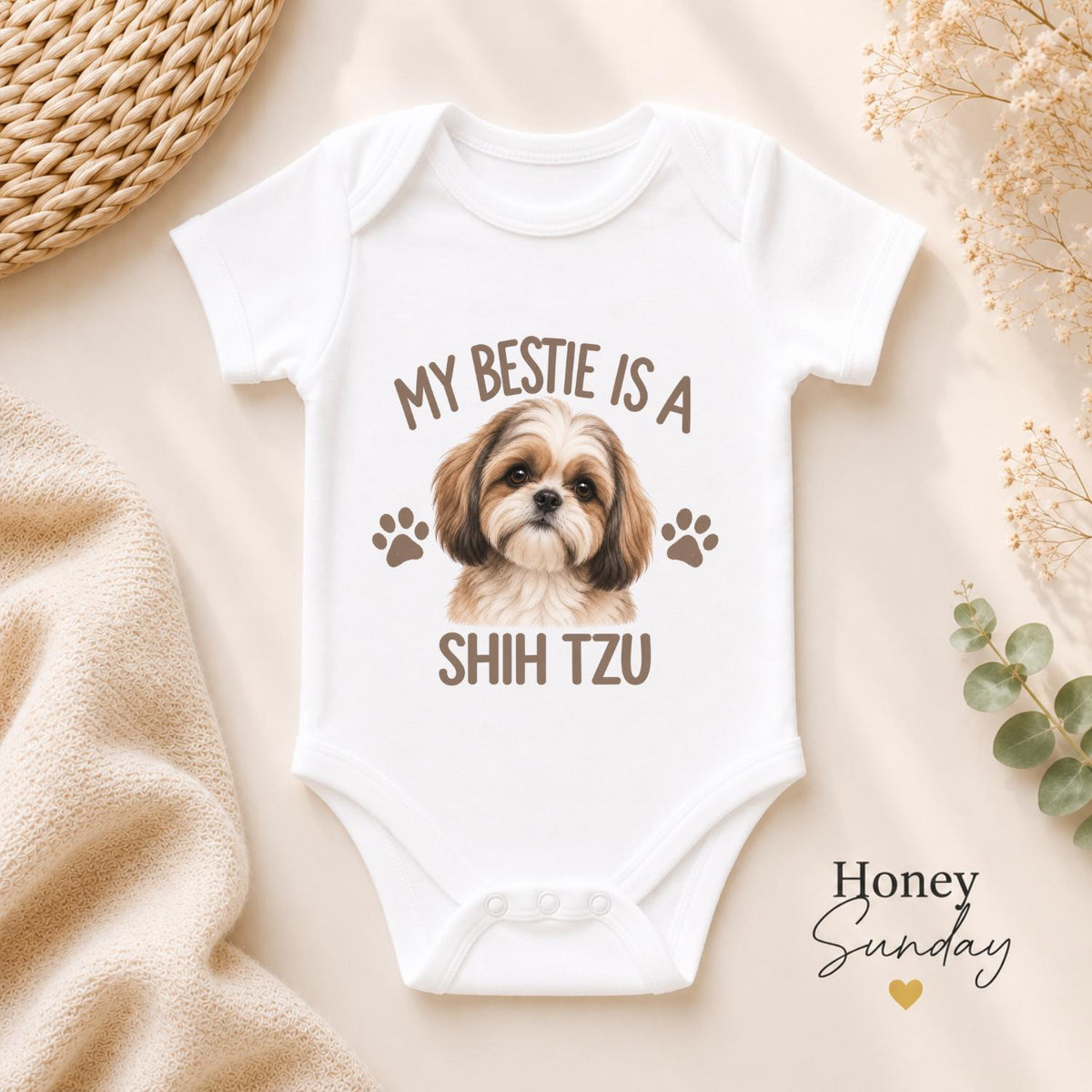 My Bestie Is a Shih Tzu Baby Vest