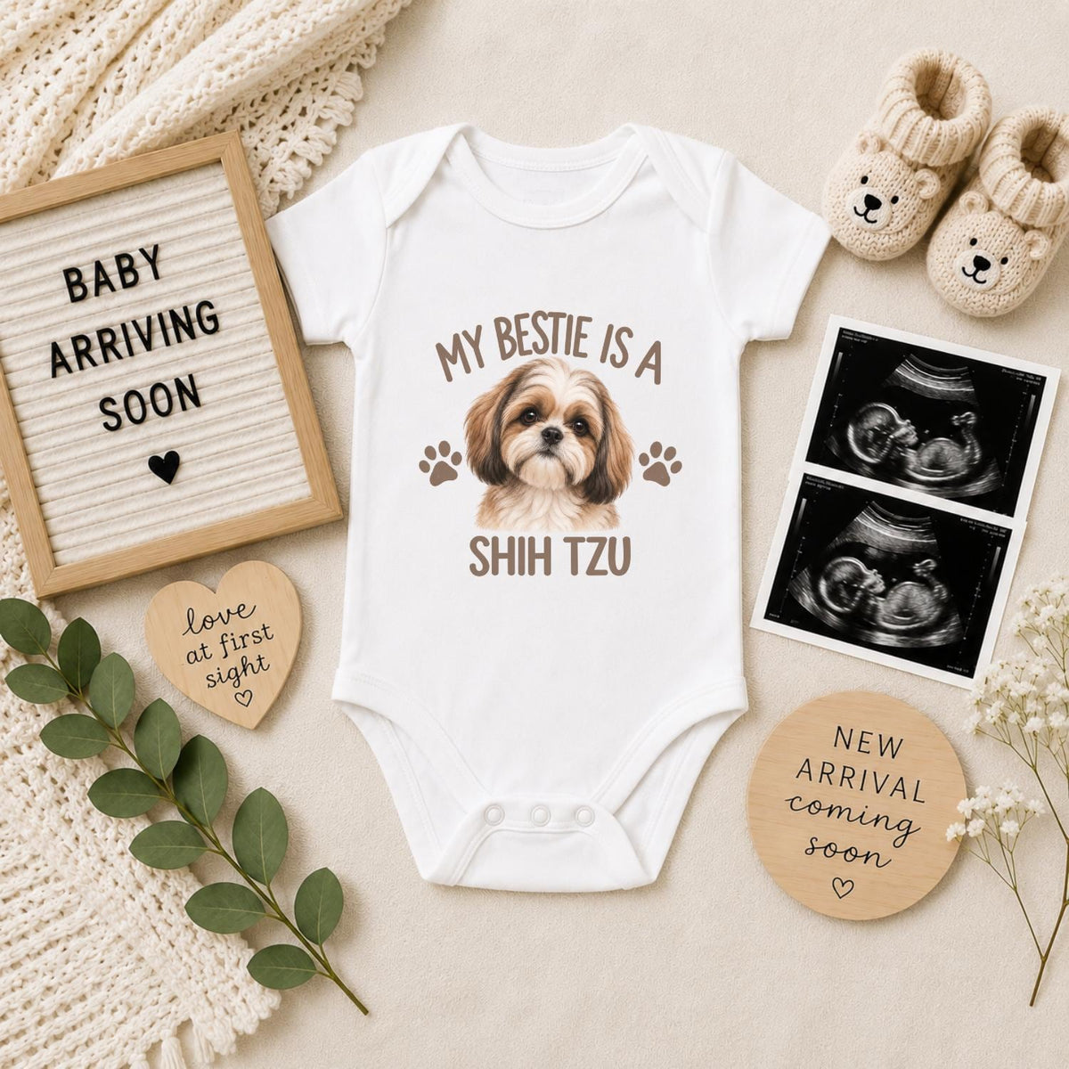 My Bestie Is a Shih Tzu Baby Vest