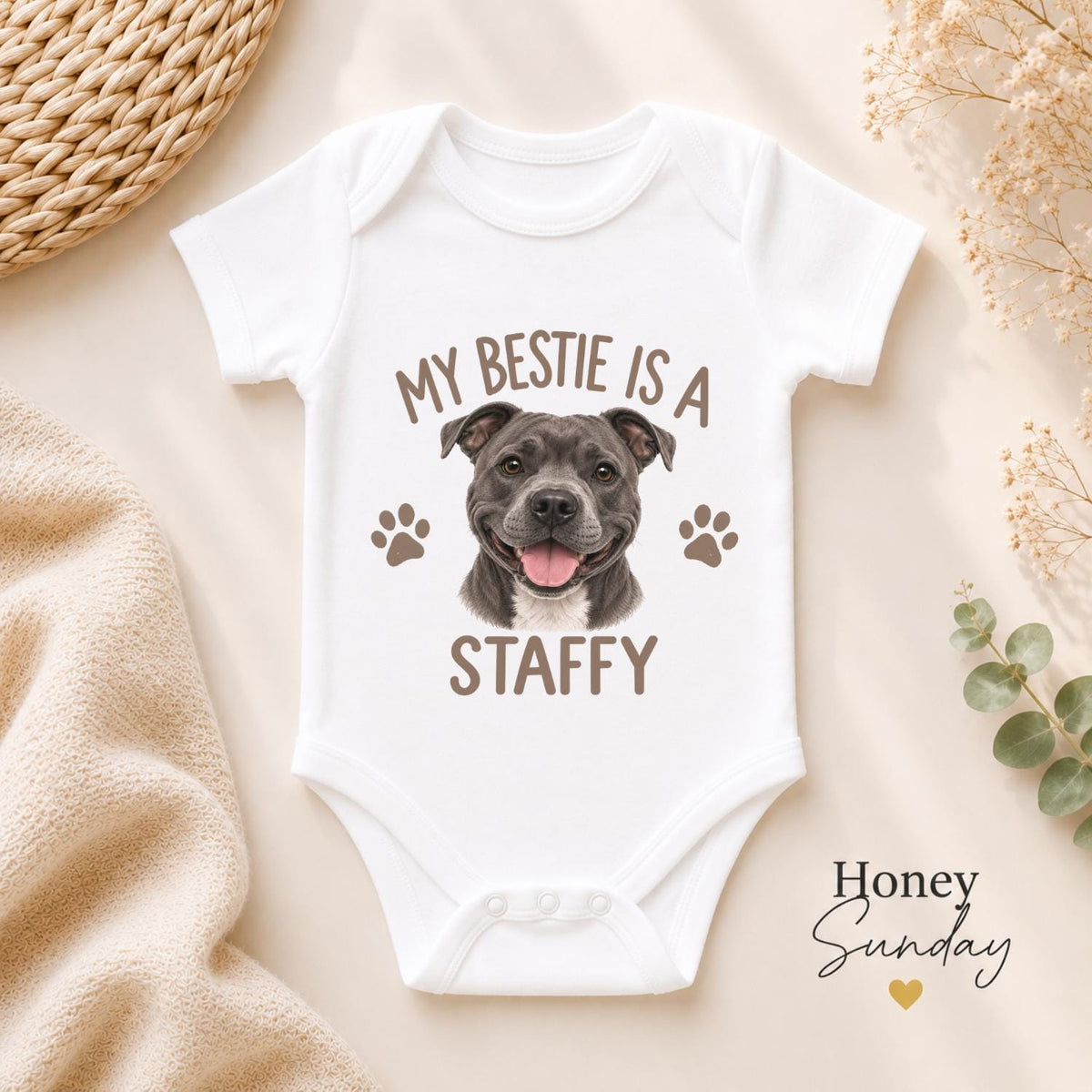 My Bestie Is a Staffy Baby Vest